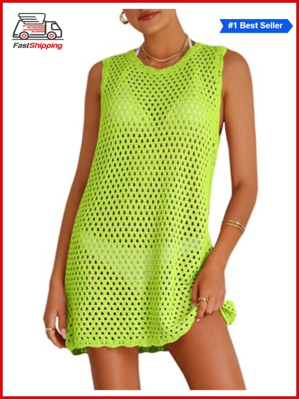 Women's Sleeveless Knit Swimsuit Coverup Beach Bathing Suit